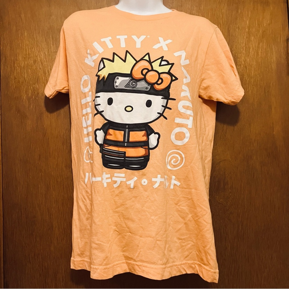 Hello Kitty x Naruto x & Friends Peach Graphic T Shirt sz M